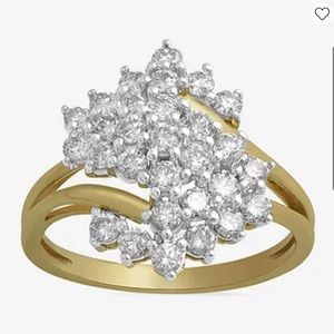 COPY - JC PENNEY-  1 CT. T.W. Genuine White Diamond
10K Gold Cluster Ring (Size…